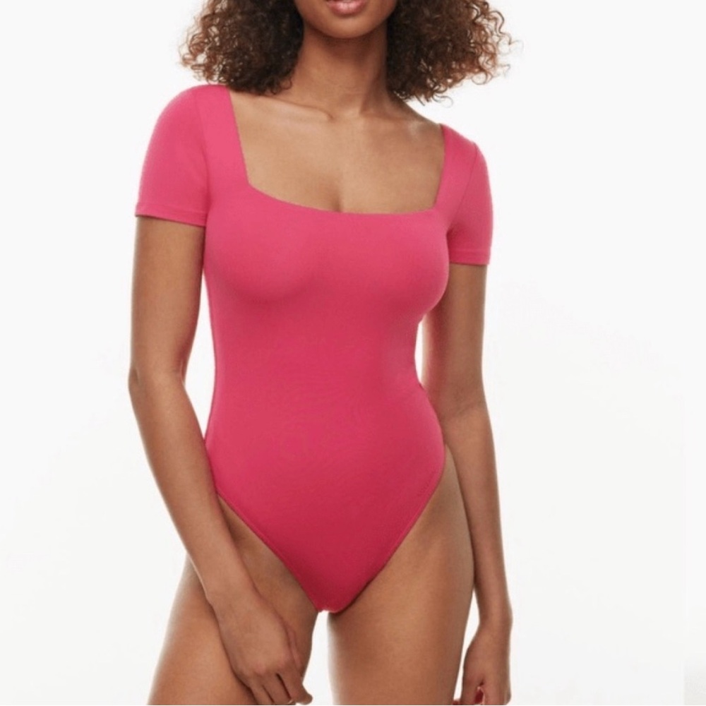 Aritzia Pink Short Sleeve Bodysuit